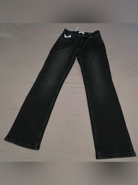 LOLA JEANS Women's Faded Black Straight-Leg High Rise Jeans